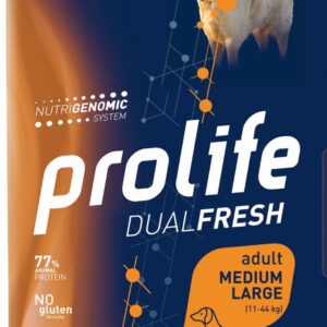 PROLIFE Cane Dual Fresh Adult Tacchino - Maiale e Riso Medium - Large 12KG