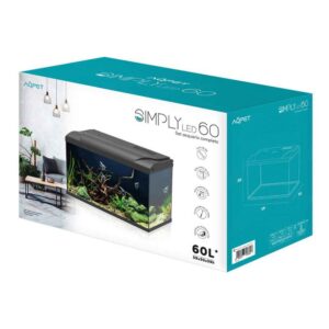 Aqpet Simply LED 60 Acquario Completo Con Illuminazione Led, Filtro e Riscaldatore Colore Bianco 60L